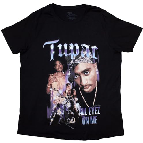 Tupac T Shirt 2PAC All Eyez Blue Homage Logo Official Womens Skinny Fit Black L