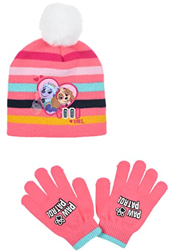 Paw Patrol Skye Everest Kinder Winter Set 2 tlg. Mütze & Handschuhe Mädchen, Farbe:Rosa, Größe:54