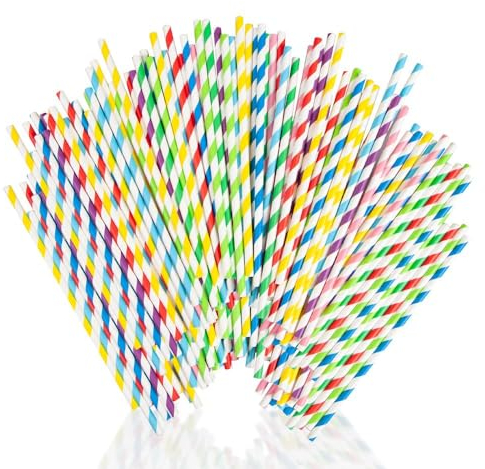 Paper Straws (250 Pack) Assorted Biodegradable Strong for Kids, Party, Juice, Milkshake Reusable StrawsCoffee Cold Drinks-Straws Drinking Paper Durable Drinking Straws Paper.