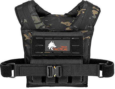 WOLF TACTICAL Gewichtete Trainingsweste – Gewichtsweste für Herren, Krafttraining, Gewichtswesten, Workout-Weste, Gewichtsweste für Männer (Multicam Schwarz, 15,9 kg)