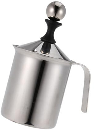 BESTonZON Schaum Milchbubbler Milchtränke Handlicher Milchaufschäumer Sahnemischer Jura Milchaufschäumer Milchdampfer Handmixer Manueller Milchschäumer Stabmixer Kaffee Rostfreier Stahl