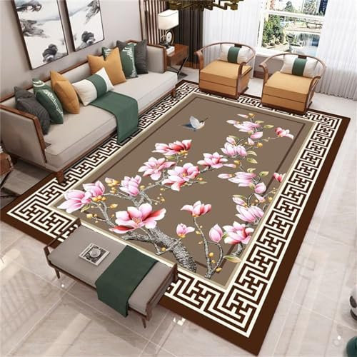 Kunsen Grand Tapis Le Style Chinois Tapis pour Salon Multicolore Tapis de Jardin Tapis Doux chambre130X190CM