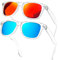 KANASTAL Lunettes de Soleil Homme Femme Polarisées Retro, 2 Paires Lunettes de de Soleil Carrées Classique Mode Vintage UV400 Miroir Bleu et Orange Monture Transparent
