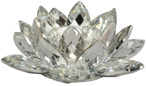 Exner GmbH Teelichthalter Kristall Blume Silber Glitzer 21 cm