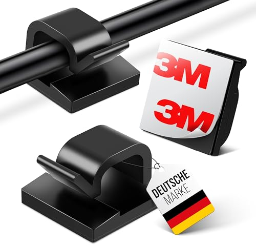 MYMIND® Support de Câble Autocollant [ADHÉSIF 3M] Pack de 50 Intérieur & Extérieur - Clips de Câble pour la Gestion des Câbles - Serre-Câbles et Organisateur de Câbles sur le Bureau - (Noir)