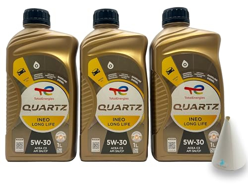 3 L Total Quartz Ineo Longlife 5W-30 | passend für | VW 504 00 | VW507 00 | MB 229.51 | BMW LONGLIFE-04 | PORSCHE C30 | 3 Liter | Motoröl | Motorenöl | mit Trichter