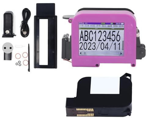 Tragbarer Hand-Tintenstrahldrucker, HD-Touchscreen, Schnell Trocknende Tintenpatrone, Kompaktes Design, Vielseitig Einsetzbar für Etiketten, Barcodes, QR-Codes (EU-Stecker)