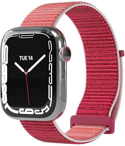 EAZY CASE Armband für Apple Watch 38mm / 40mm / 41mm / 42mm verstellbares Ersatzarmband aus Nylon Sport Loop kompatibel mit Apple Watch Serie 11 10 9 8 7 6 5 4 3 2 1 SE für Damen und Herren Rosa