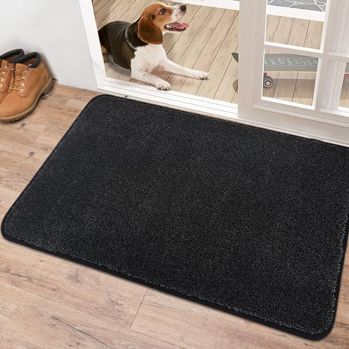 COSY HOMEER Fussmatte Innen 60 x 90 cm, Weich Saugfähig und Schmutzabweisend Fußmatte rutschfest, Niedriges Profil Schmutzfangmatte Maschinenwaschbar für Hintertür, Eingang, Flur, Küche, Schwarz