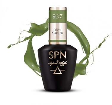 SPN Nails Professional 937 Olive Garden Green UV LaQ Gel Nail Polish 8ml, High Pigmentation, Medium Thick, Soak Off UV/LED Lamp, Quick-drying Salon-Lasting Manicure,Nail Art DIY at Home