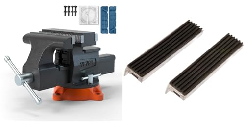 VEVOR 16,7cm Schraubstock 360° Drehbar & BGS 3045 | Schraubstock-Schutzbacken | 2-tlg. | Aluminium | Breite 150 mm | mit Magnet | Alu | Schonbacken