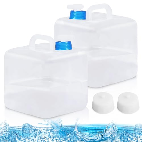 WIYETY Bidon à Eau Pliable:10L Bidon D'eau Portable Réservoir D'eau Sans BPA Réservoir D'eau Pliable Récipient D'eau Portable pour Camping, Randonnée et Préparation aux Situations D'urgence (2 Pièces)