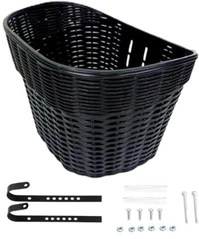 Baoblaze Fahrradkorb vorne, Fahrradkorb, einfach zu installierender Gepäckträgerkorb, Fahrradgepäckträger für Picknick, Einkaufen, Camping, Damen, Schwarz