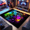 Gaming Teppich, Gamer Jungen Wohnzimmer Teppich, Modernes Ambiente Neon Dazzle Graffiti Controller Griff Fußmatten Für Teenager Mädchen Schlafzimmer Spiel Zimmer Teppich (Colour 4,120x180cm)
