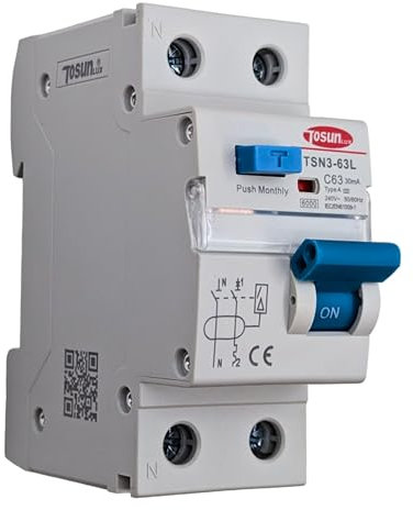 Interruttore differenziale + magnetotermico (RCBO) | Tipo AC | 1P+N 30mA 240V | Capacità taglio 6kA | Intensità 50A