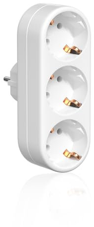 TobeBright Enchufe Mural Multivía con 3 Tomas, Ladrón Triple con Tierra 16A Blanco, Tomas de CA
