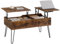 WOLTU Couchtisch höhenverstellbar, Beistelltisch mit doppelter Hebeplatten, Lift-Top-Tisch, Wohnzimmertisch, versteckter Stauraum,Rustikales Braun, Holzwerkstoff Metall,BTS14vbn