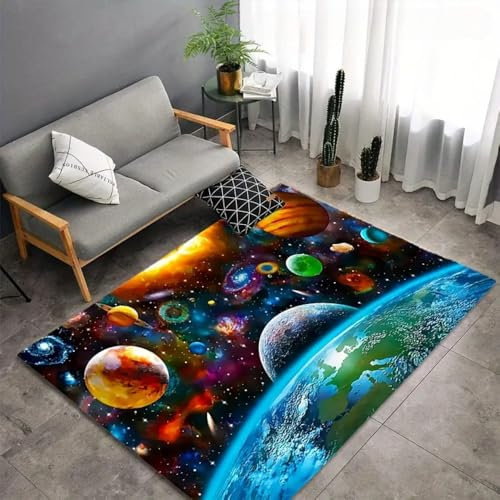 Generisch Universum Sternenklarer Muster Kinder Jugendliche Jungen Teppich Weiche Schlafzimmer Teppich Wohnzimmer Teppich (Bunt5,80x150cm)