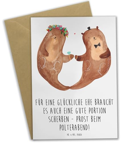 Mr. & Mrs. Panda Glückwunschkarte Scherben Polterabend - Geschenk, hochzeitskarten, Freunde und Familie, osterkarten, Vorfreude, Geschenke, liebevoll gestaltet, vatertagskarte, Heirat, Tradition