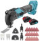 Cordless Oscillating Multi Tools for Makita 18V, Cordless Oscillating Tool with Brushless Motor, 4° Oscillation Angle for Cutting, Carving, Drilling, Sanding, Including 2PCS 3.0Ah Battery