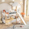 PerGar Kinderbett Baumhaus, Kinderbett Baumhaus mit Rutsche und Leiter, Etagenbett für Kinder, Baumhaus Bett, Hochbett 90 x 200 cm, Hochbett mit Rutsche, Leiter und Zeichenbrett, Natur & Weiß