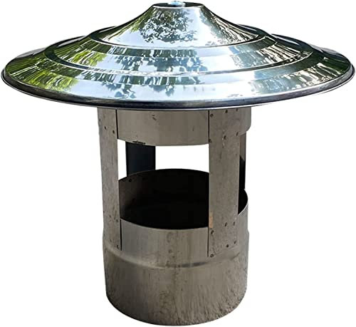 Stainless Steel Chimney Cowl Cap with Rain Guard Draft Excluder and Roof Protection Round Ventilation Pot for Chimney 13.3cm/5.21in Size