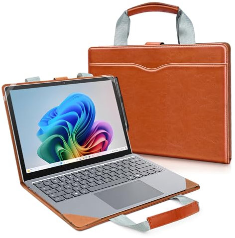 SSS·GRGB Sleeve Case for 13.8-Inch Microsoft Surface Laptop 7 (Model: 2036) and 13.5-Inch Surface Laptop 6/5/4/3/2 (Models: 1951/1868/1958/1950/1867/1769) with Carrying Strap, Pocket and Pen, Brown