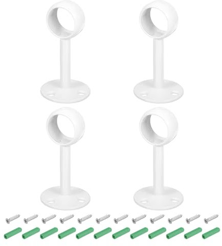QUARKZMAN 4 Pcs Support pour Tringle À Rideau De 0.87 Pouce, Support De Tringle Monté Au Plafond, Support pour Tringle en Acier Inoxydable avec Vis, Blanc
