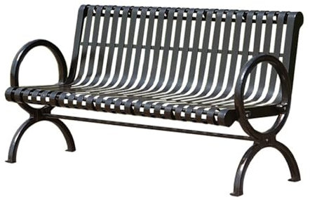MESCXTY Outdoor Porch Garden Bench, Weatherproof Cast Iron Frame Chair Yard Front Porch Path Yard Lawn Bench,Park Bench with Armrests and Backrest,for Entrance Decor Deck Furniture