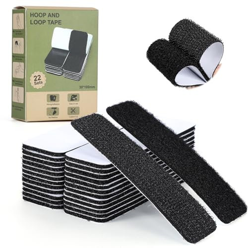 VynyQoo 22 Pièces Scratch Autocollant Double Face, Durable et Amovible, Bandes de Scratch Autocollant, pour la Décoration de la Maison, Du Bureau, de la Cuisine et de la Voiture (3 x10cm)