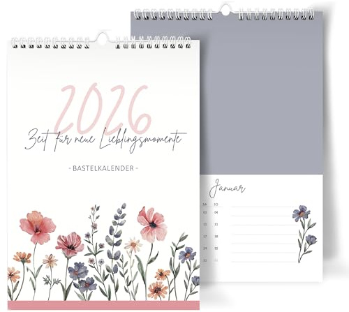 Bastelkalender 2026 zum Selbstgestalten I Blumen I Pastell I DIY Fotokalender für Bilder oder zum Basteln I DIN A4