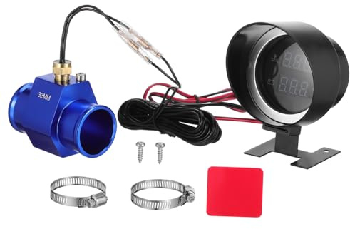 UTHCLO Pantalla LED Medidor Digital Agua y Voltímetro para Coche | instalación rápida con adaptador compatible con coches motos y múltiples vehículos medición precisa de temperatura y voltaje