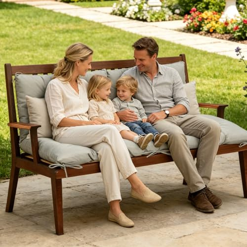 Yigowyigo Bankauflage Sitzkissen für 2/3/4-Sitzer Gartenbank 150x100x10cm mit Bändern Rückenkissen weich, wasserfest, für Sitzbank Gartenbank Gartenmöbel Hollywoodschaukeln Dunkelgrau (Grau)