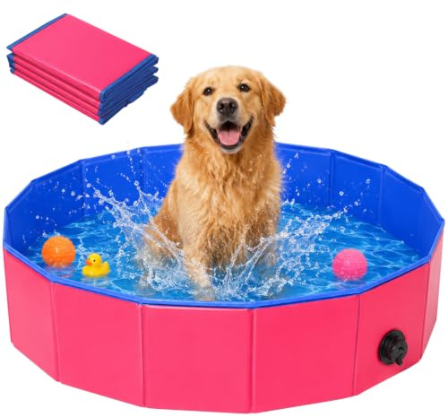 Hundepool,100x30cm Hundebadewanne Faltbarer mit Ablaufloch,Planschbecken für Haustiere,Faltbarer Pool,Hundeplanschbecken,Robustes Planschbecken Pool für Hunde und Katzen