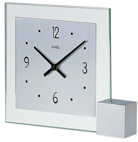 AMS_UK Uhr, Gold, 16 x 21 x 8 cm P, Glas, Silber, 16 x 9 x 4 cm