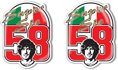labelbike - 2 ESCLUSIVI ADESIVO in RESINA MOTO MARCO SIMONCELLI SUPER SIC TRIBUTE TRIBUTO 58