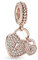 PANDORA Pavé-Herzschlösser Charm-Anhänger mit 14 Karat rosévergoldete Metalllegierung und Cubic Zirkonia Steinen Moments Collection