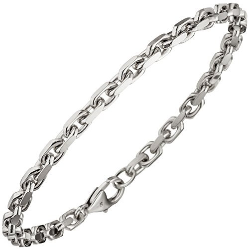 Jobo Damen Herren Anker-Armband aus 14 Karat 585 Weißgold diamantiert 4 mm 21 cm