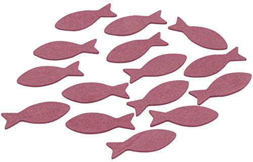 Unbekannt Tischdeko Streudeko Fische Holz 15 Stück Natur Petrol Silber Weiß Gold Mauve Lila Grün Kommunion Konfirmation, Farbe:Mauve