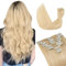 TESS Clip in Extensions Echthaar, 8pcs Clip in Haarverlängerung Remy Echt Haare Natürliche 18 Clips 8 Tressen Clip in Extensions Human Hair 60g 35 cm Mittele blond