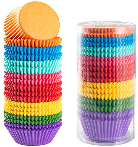 Muffinförmchen Papier 400 Stück Muffins Papierförmchen Cupcake Förmchen Muffin Förmchen Papier 5cm Regenbogen Deko Muffinform Backbecher für Deko Cupcake Hochzeit, Party, Geburtstag, Feier