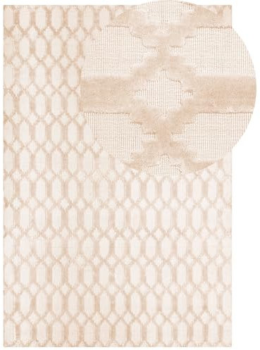 Moderner Teppich in Beige aus Viskose Rechteckig 140x200 cm geometrisches Muster