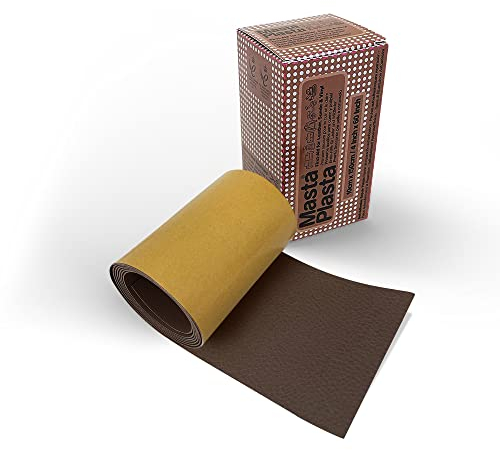 MastaPlasta Selbstklebende Leder Reparatur Patch - Mittelbraun 150cm x 10cm. Ihr schnelles und einfaches All-in-One-Reparaturset in Polsterqualität für Sofas, Autositze, DIY