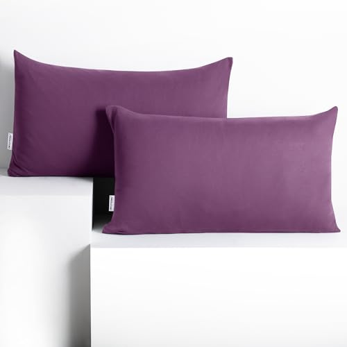 DecoKing 2 Kissenbezüge 50x60 cm Jersey Baumwolle Reißverschluss Pflaume Amber, 50 x 60 * 2