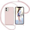 Nupcknn Coque en silicone avec cordon réglable pour iPhone 12/iPhone 12 Pro (or rose - 6,1 pouces)