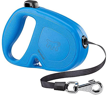 Ferplast Hundeleine Flippy ONE, Rollleine große Hunde bis 50 kg. Ausziehbares Gurtband max. 5 m. Einzelner Knopf zum Verriegeln und Entriegeln, hellblau