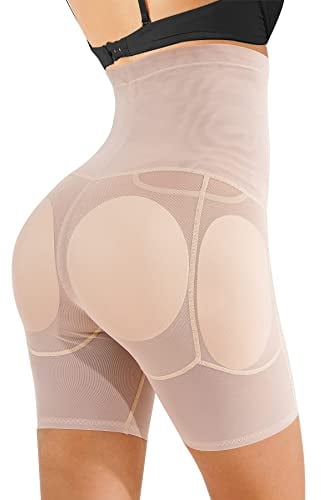 Bingrong Damen Po Push Up Unterhose Bauchweg Miederhose mit Bein Butt Lift Shapewear Formend Miederslips Hohe Taille Body Shape Atmungsaktive Miderpants Figurformende UnterwäSche (Medium, Hautfarben)