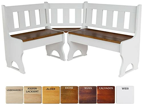 k koma Neue Eckbank aus unbehandeltem Kiefernholz – Ökologisch und Stilvoll (100 x 100 cm)