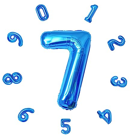 Zahlen Luftballon ca.101cm, Folienballon Zahl 7 Blau, Helium Folienballon für Geburtstagsdeko, Party Deko,Neujahrsdekoration, Jubiläumsdekoration, Hochzeitsdeko (Blau, #7)