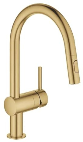 GROHE Einhand-Spültischbatterie Minta 32321_2, C-Auslauf, Einlochmontage, herausziehbare Dual Spülbrause, eigensicher, cool sunrise gebürstet